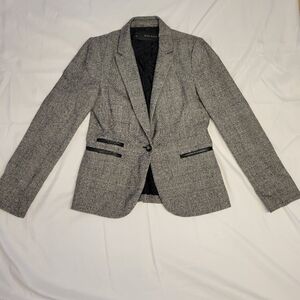 Zara Black and White Plaid Blazer